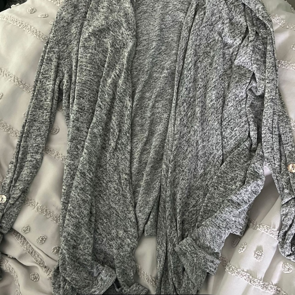 Heathered Gray Cardigan with Soft Knit Texture